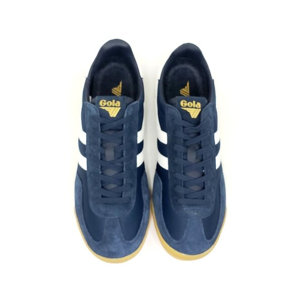 Gola Harrier Classic Sneaker Navy Blue Suede White Gum Sole Mens US 10 - Picture 4 of 10